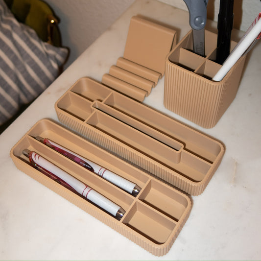 Minimalist Desk Organizer Set - Tan