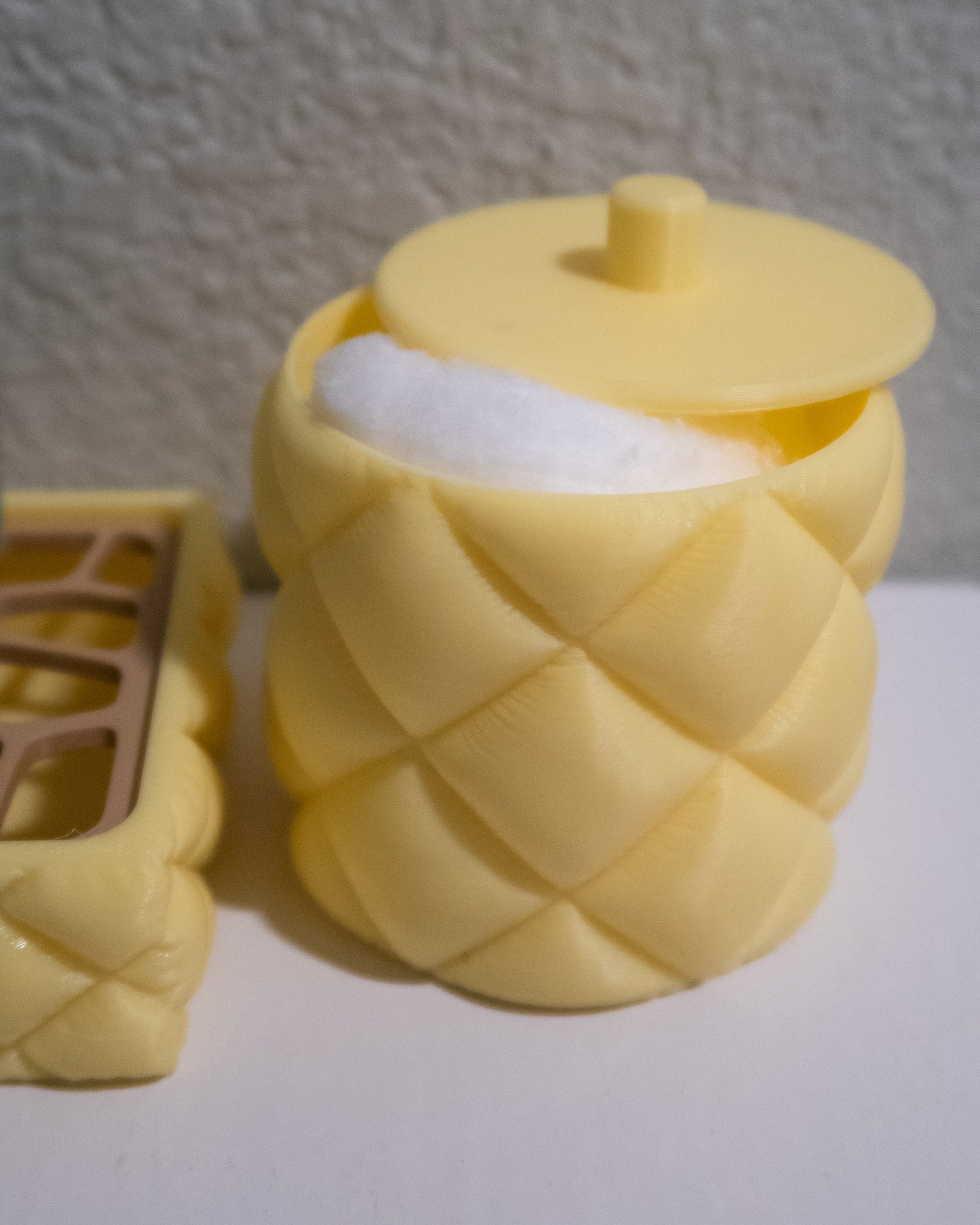 Quilted Cotton Pad Holder - Pastel Yellow