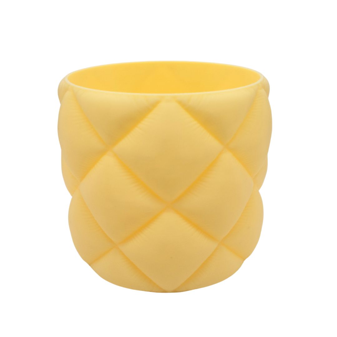 Quilted Makeup Brush Holder - Pastel Yellow