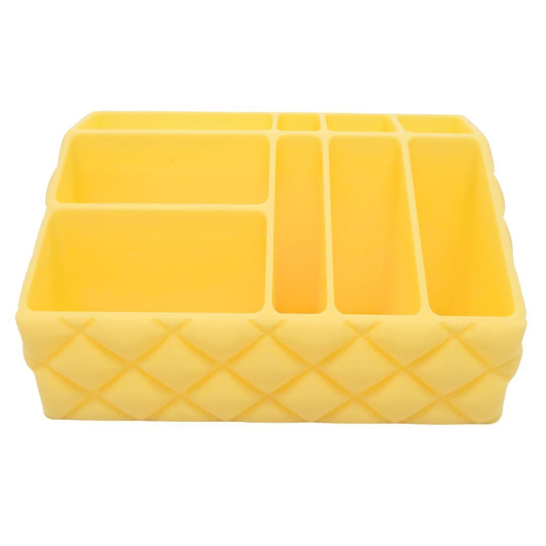 Quilted Makeup Organizer - Pastel Yellow