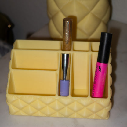 Quilted Makeup Organizer - Pastel Yellow