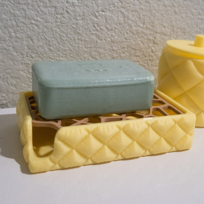 Quilted Soap Dish - Pastel Yellow